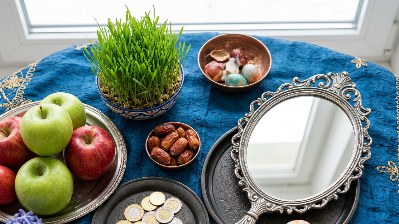 Traditional Persian Nowruz Haft-Sin table setting